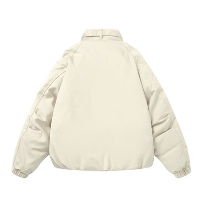Women Quilted Boxy Bomber with high-collar buckle and diagonal zip pockets EVA-US