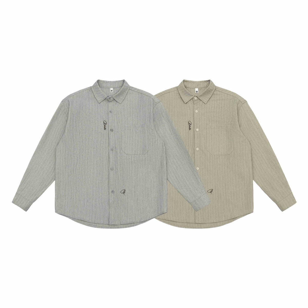 Unisex Oversized Shirt Jacket made of textured linen blend with chest pocket EVA-US