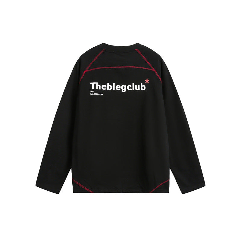 Unisex Relaxed-Fit Long Sleeve Shirt with Crew Neck, Contrasting Flatlock Seams and Soft Loopback Finish EVA-US