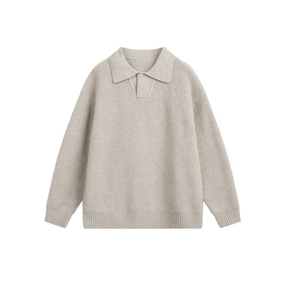 Women's chunky knit polo with Kent collar and oversized silhouette EVA-US