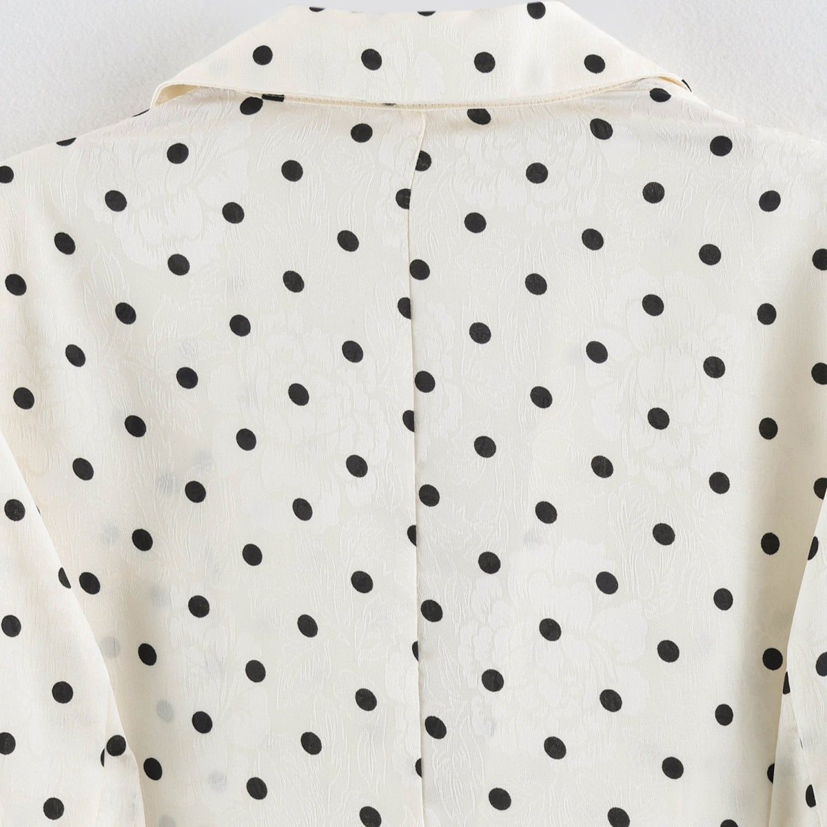 Ladies Light Polka Dot Blazer with Lapels, Drawstring Waist and Flap Pockets EVA-US