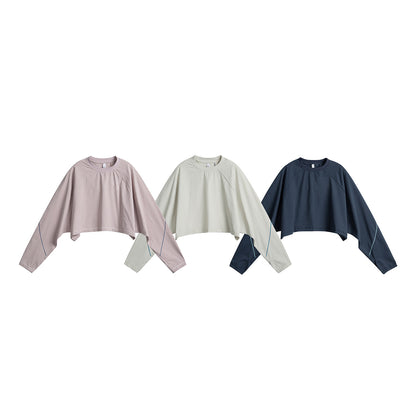 Women Short Cropped Oversize Sweatshirt with Bat Sleeves EVA-US