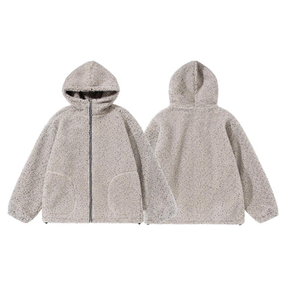 Unisex Boxy Teddy-Fleece Hoodie Jacket with Zipper EVA-US