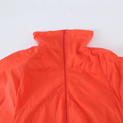 Ladies Light Wind Jacket with High Collar, Drawstring Waist and Elastic Cuffs EVA-US