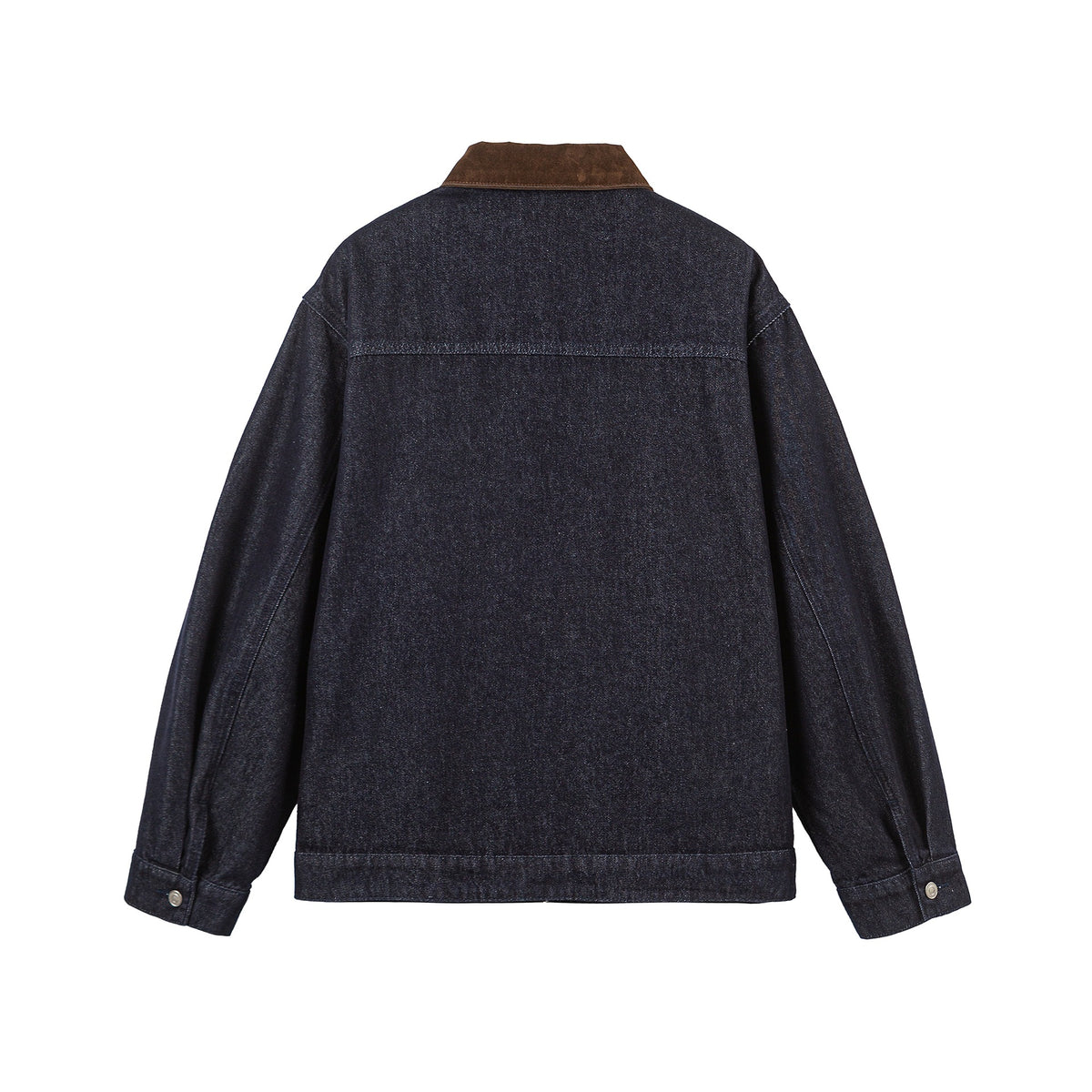 Unisex Boxy Denim Jacket with Velour Collar and Distinctive Carabiner Closures EVA-US