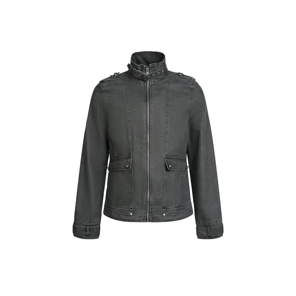 Men's short jacket in field style with high buckle collar, shoulder flaps and flap pockets EVA-US