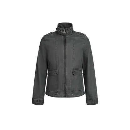 Men's short jacket in field style with high buckle collar, shoulder flaps and flap pockets EVA-US