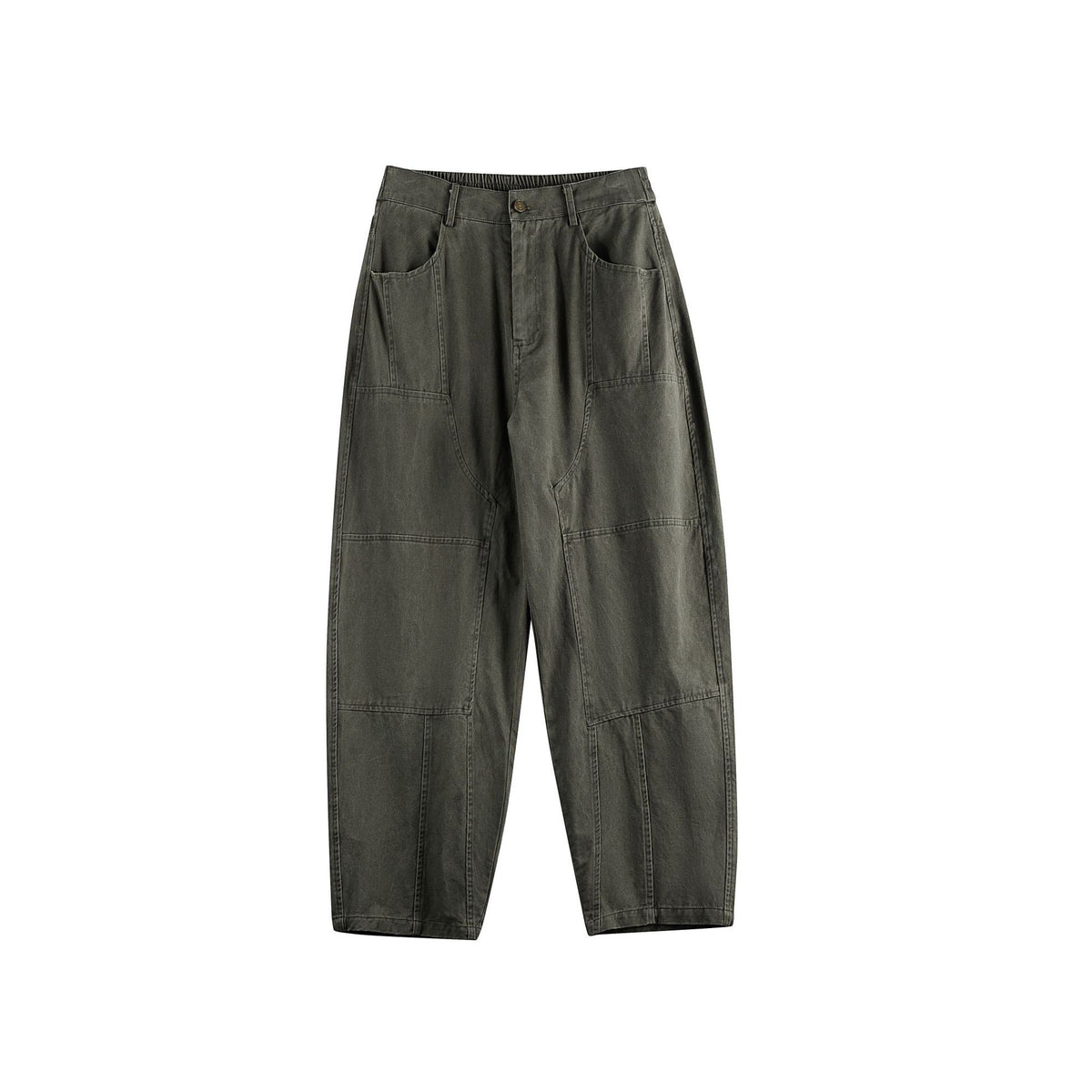 Women Relaxed-Fit Workwear Pants with High Waist and Patch Pockets EVA-US