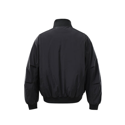 Men's Lightweight Nylon Bomber Jacket with Stand-Up Collar and Elastic Hem EVA-US