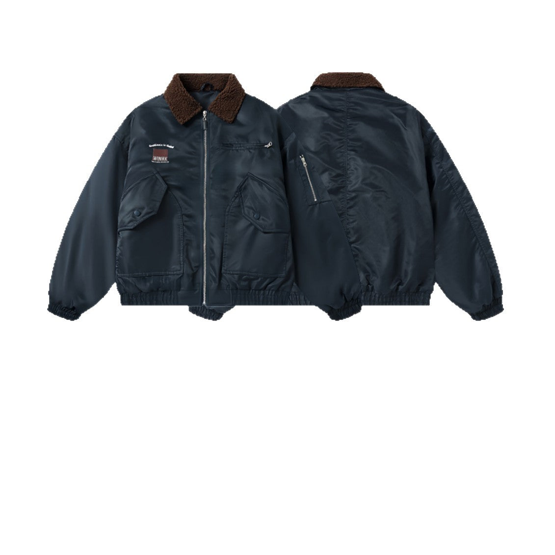 Men's Short Quilted Bomber with Teddy Collar and Multi-Function Pockets EVA-US
