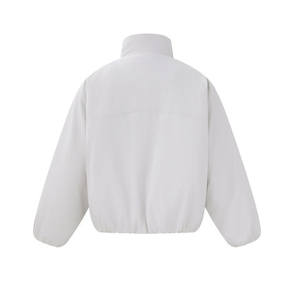 Unisex Lightweight Boxy Puffer Jacket with High Stand-Up Collar and Elastic Hem EVA-US