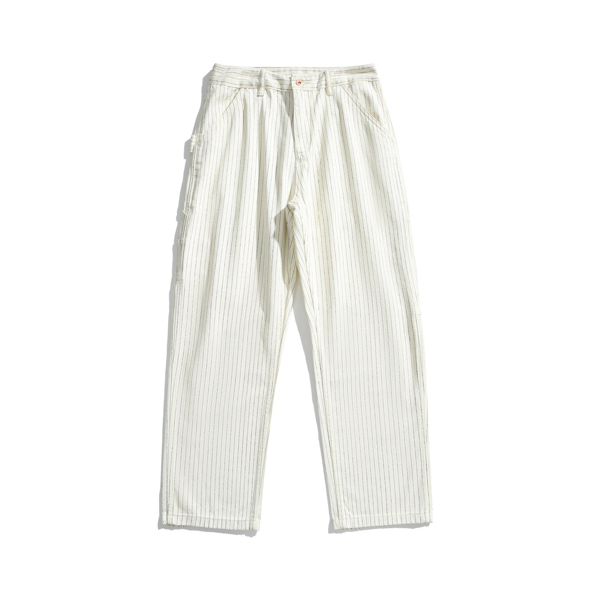 Women's carpenter pants made of linen-cotton blend with pinstripes and hammer loop EVA-US