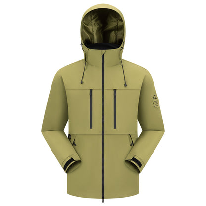 Men's Waterproof Breathable Softshell Outdoor Jacket with Adjustable Hood EVA-US