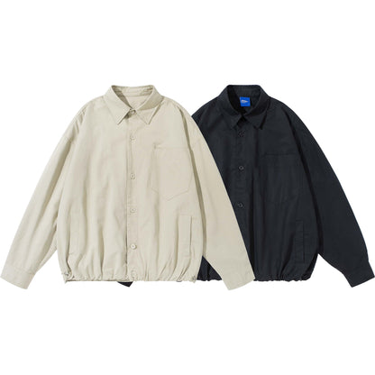 Unisex Loose fitting overshirt jacket made of cotton blend with drawstring hem and chest pocket EVA-US