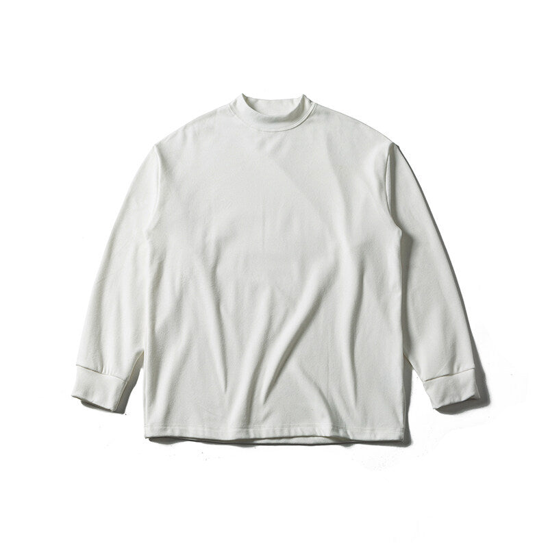 Unisex Oversize-Long sleeve shirt with mock neck made of cotton blend EVA-US