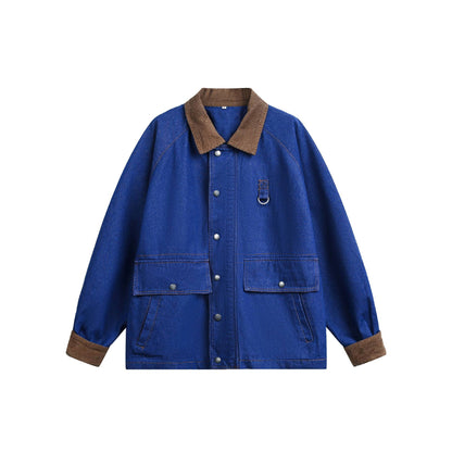 Unisex Kastig cut denim jacket with cord collar and utility details EVA-US