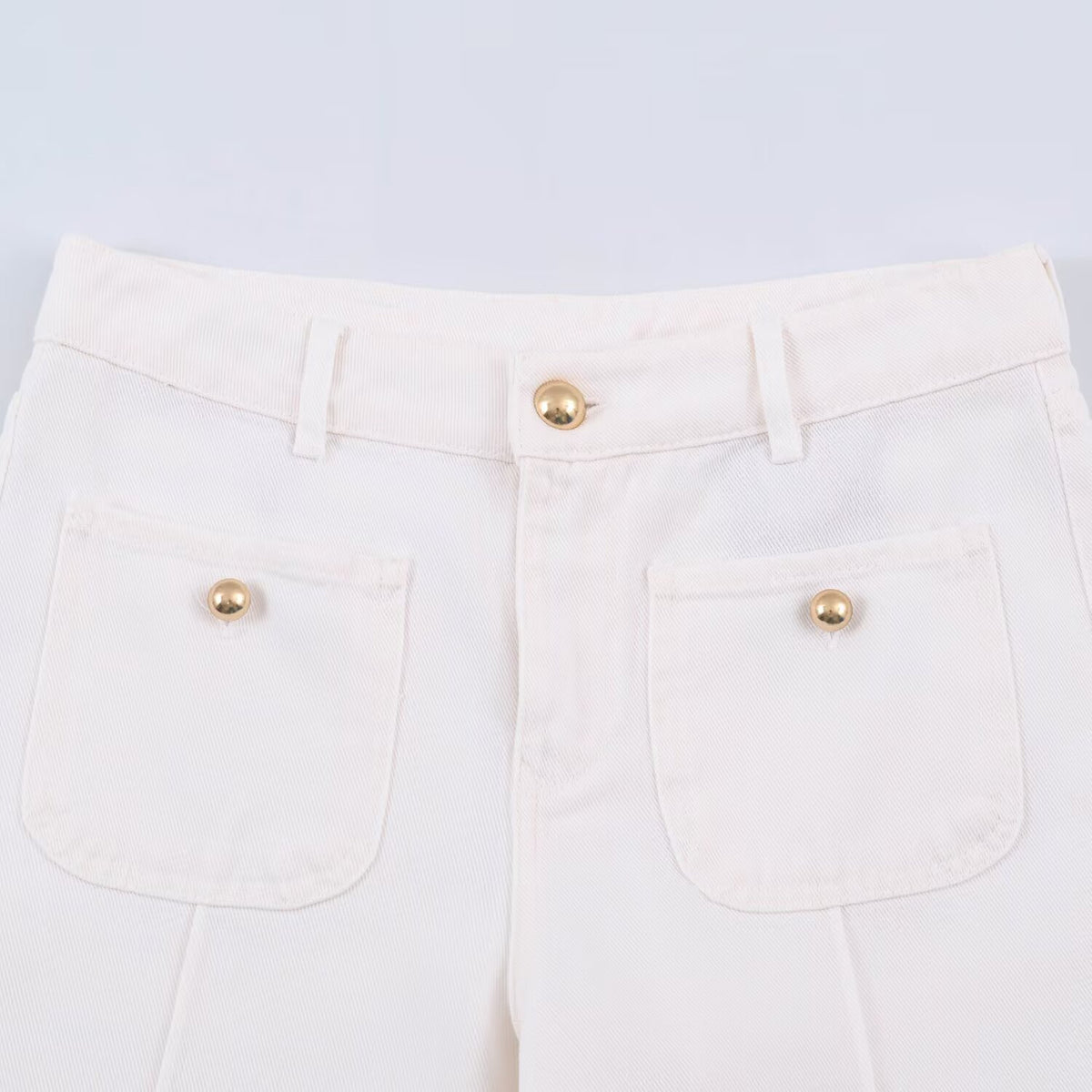 Ladies High-Waist Wide-Leg Jeans with patch front pockets and center seam detail EVA-US