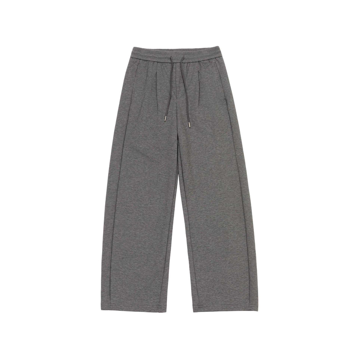 Women's Wide Cropped Sweatpants with Elastic Waistband and Stitched Center Seam
