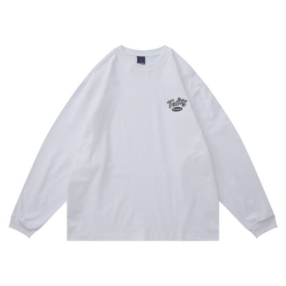 Unisex Oversize-Longsleeve Shirt made of cotton blend with chest embroidery and ribbed round neck EVA-US