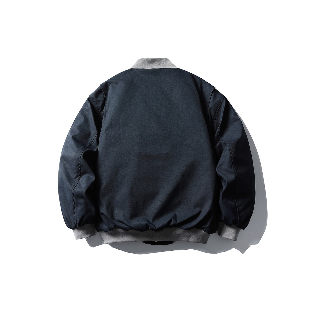 Unisex Short Boxy Quilted Bomber Jacket in Utility Look with Ribbed Collar EVA-US