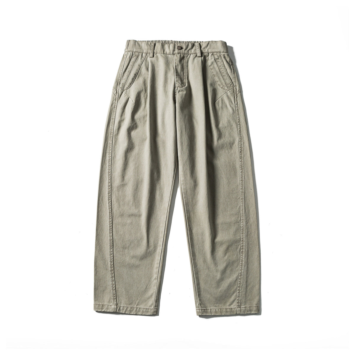 Women's High-Waist Relaxed-Fit Utility Pants with Seam Panels and Elastic Waistband EVA-US