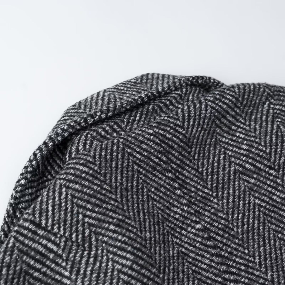 Women Short Double-Breasted Herringbone Tweed Jacket with Notch Lapel EVA-US