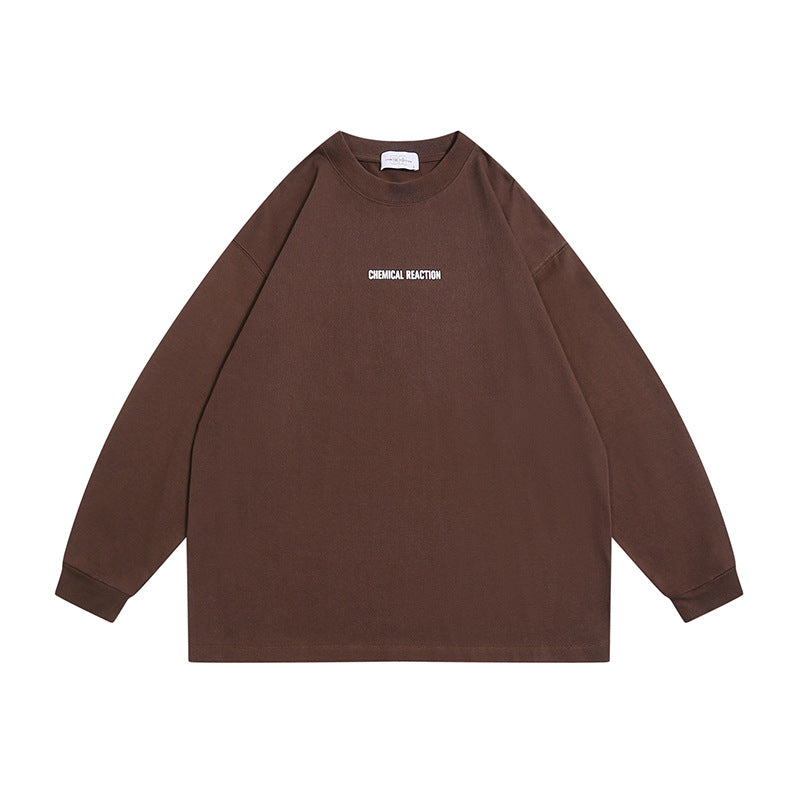 Unisex Oversized-Long Sleeve Shirt made of Cotton Blend with Small Chest Print and Ribbed Cuffs EVA-US