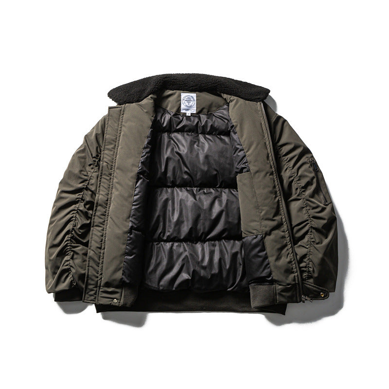 Men's short parka bomber with sherpa collar, padded utility jacket EVA-US
