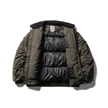 Men's short parka bomber with sherpa collar, padded utility jacket EVA-US