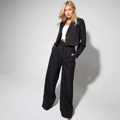 Women Two-Piece Set with Cropped Blazer