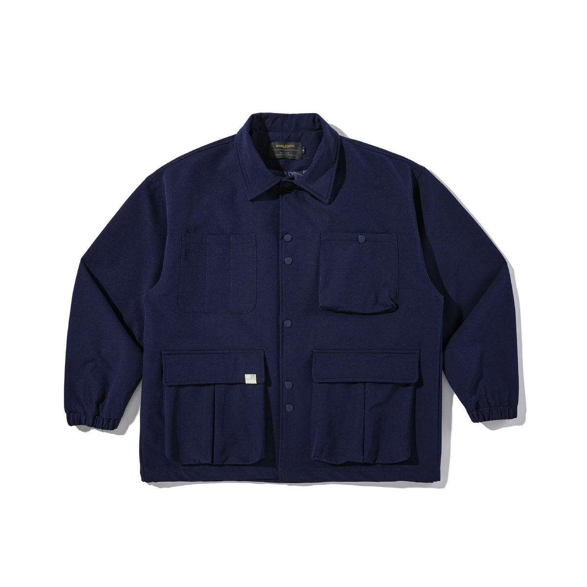 Men's Robust Canvas Utility Jacket with Snap Button Front and Elastic Cuffs EVA-US