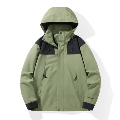 Men's Weatherproof Shell Parka with Adjustable Hood and Concealed Zippers EVA-US