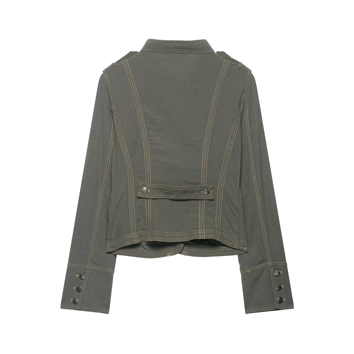 Women's short jacket in military style with stand-up collar and epaulettes EVA-US