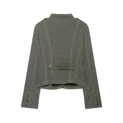 Women's short jacket in military style with stand-up collar and epaulettes EVA-US