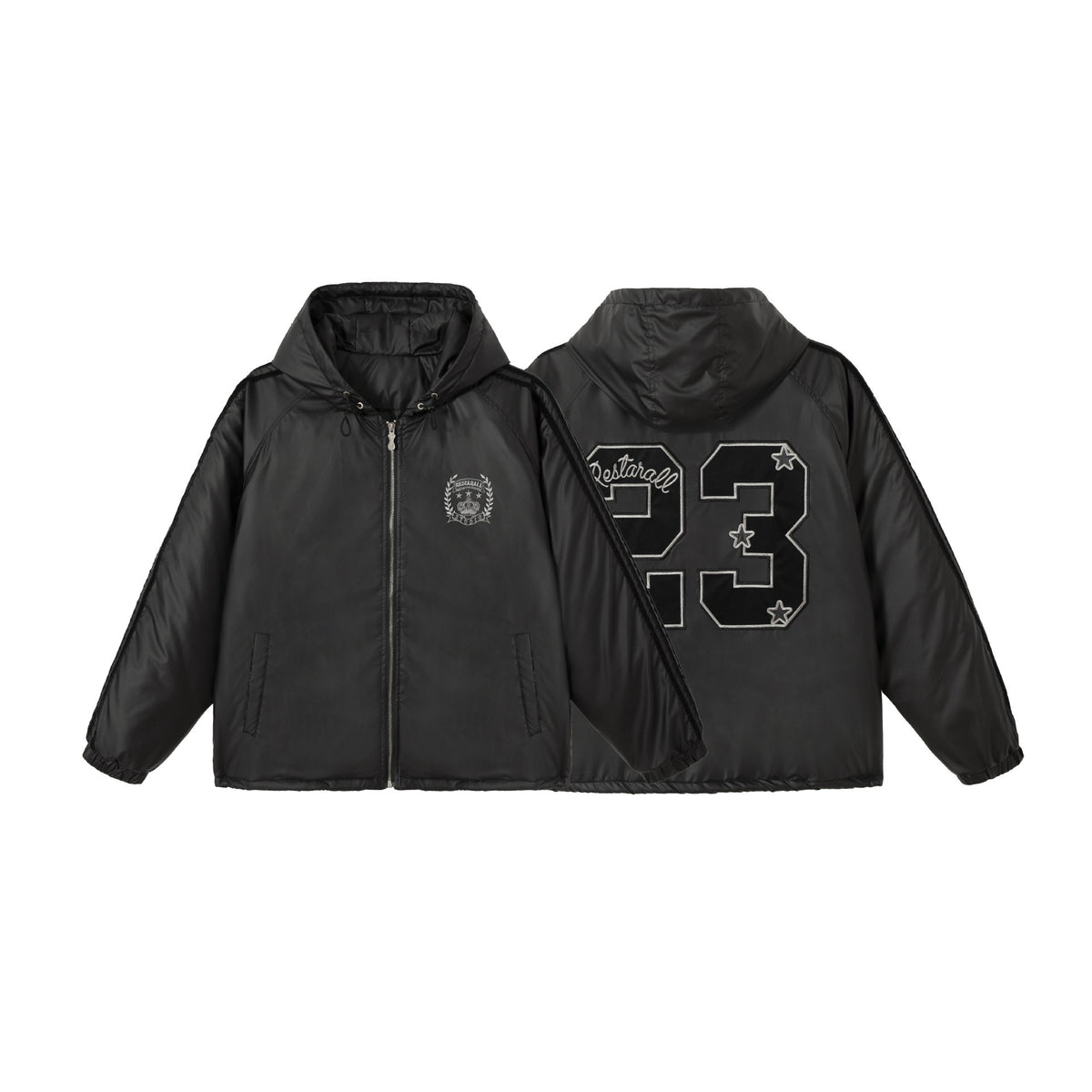 Unisex Boxy-padded Hoodie with Embroidered Coat of Arms EVA-US