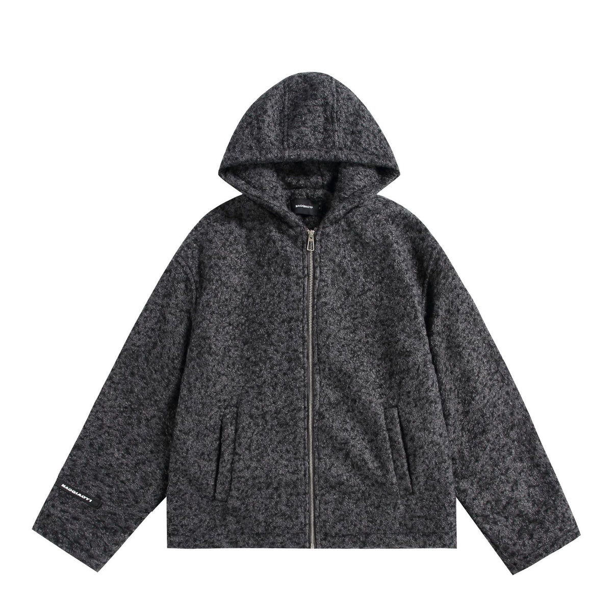 Women's hooded blouse made of wool blend with voluminous structure and zipper EVA-US
