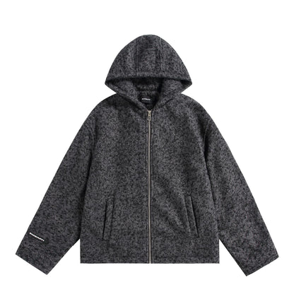 Women's hooded blouse made of wool blend with voluminous structure and zipper EVA-US