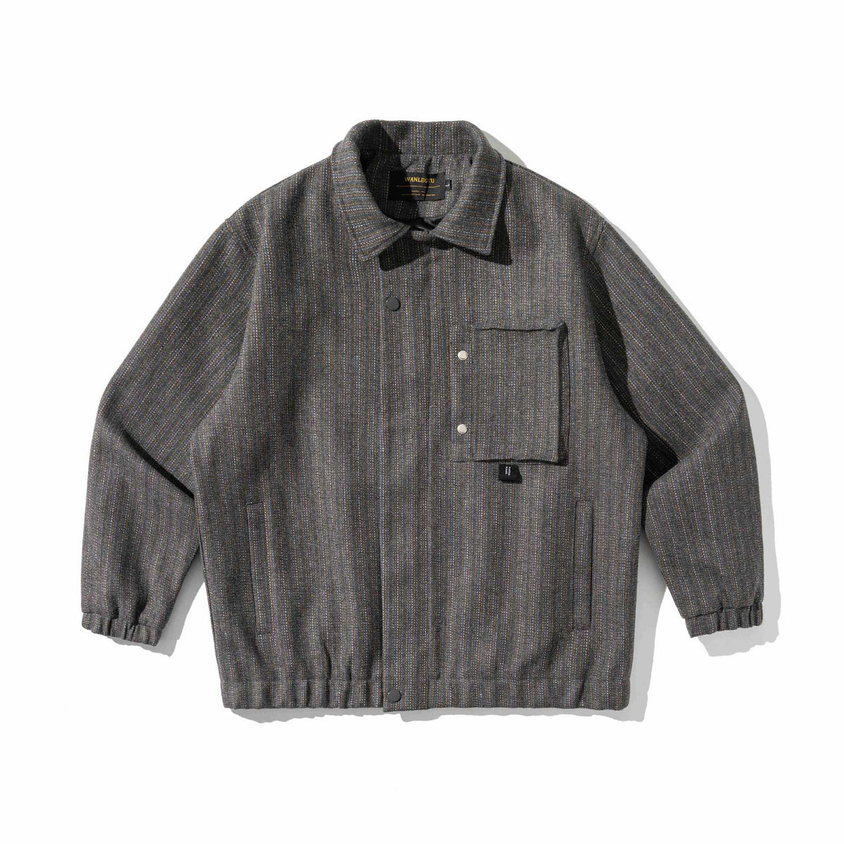 Unisex Structured Overshirt Blouson made of woven wool blend with button front EVA-US