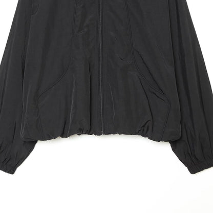 Women's Oversize Bomber Jacket in Cropped Style with High Funnel Neck EVA-US