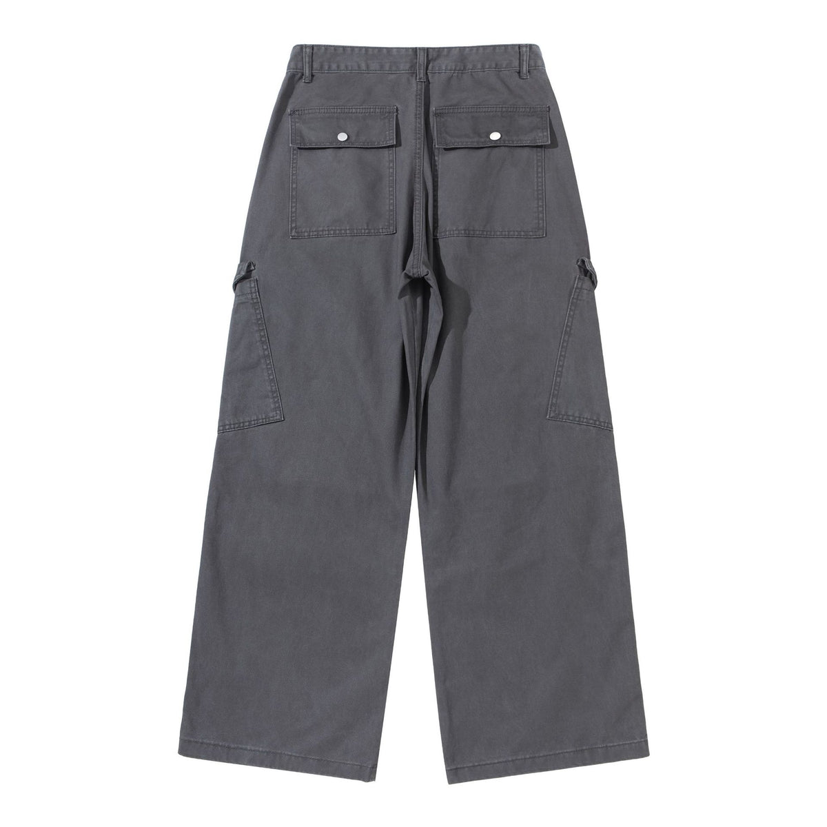 Women's Wide Cargo Pants made of Cotton Twill with High Waist and Patch Pockets EVA-US
