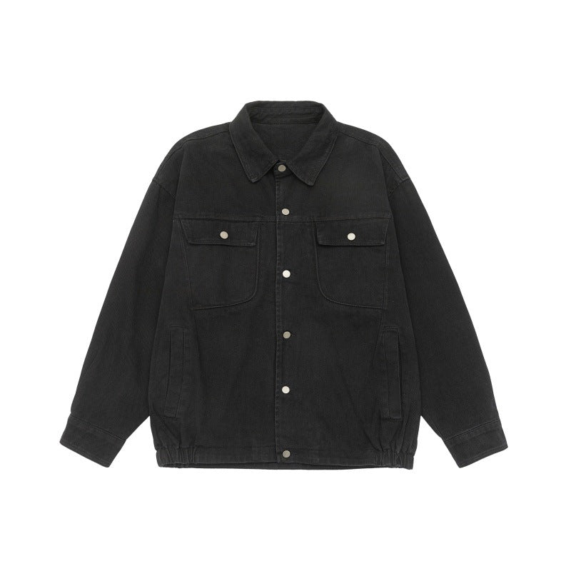 Unisex Oversize Workwear-Bomber Jacket with Snap Front and Elastic Waist EVA-US