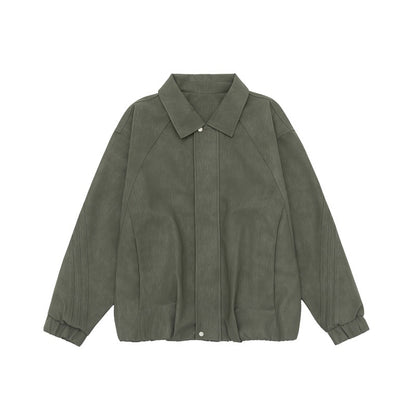 Unisex Boxy Shirt Jacket with concealed press stud placket, raglan seams and elastic hem EVA-US