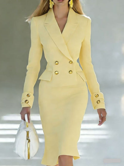 Women Two-piece tailored double-breasted blazer with pencil skirt EVA-US
