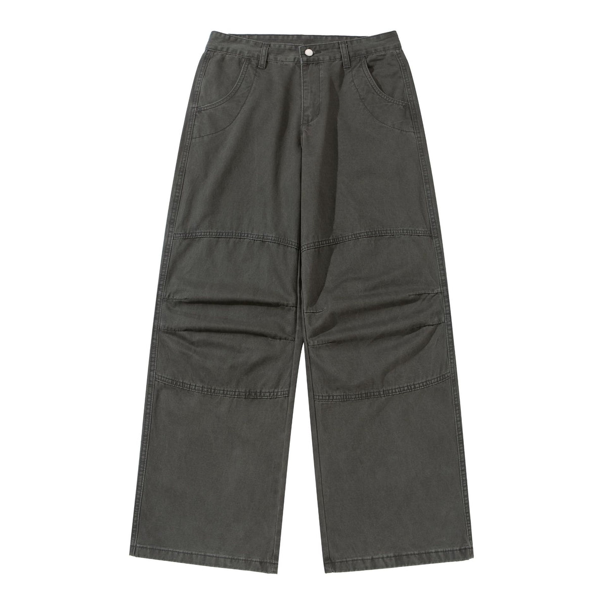Women Wide Cropped Cargo Pants with Knee Panels and Patch Pockets EVA-US