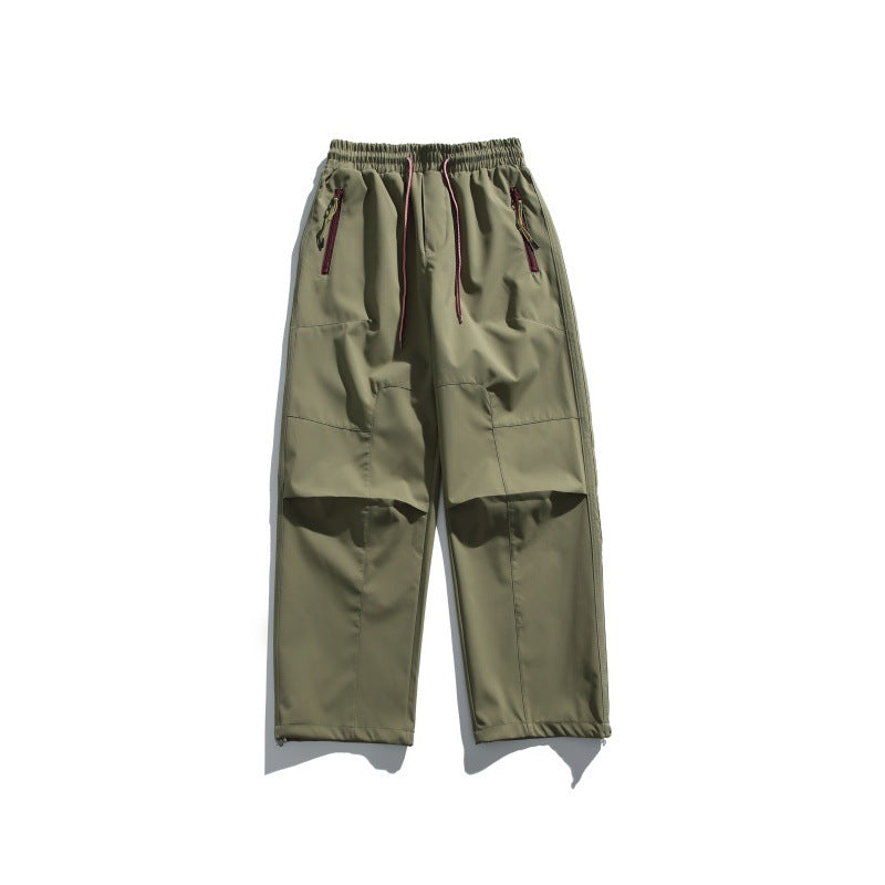 Men's cargo pants with elastic waistband, knee panels, and zip hem EVA-US