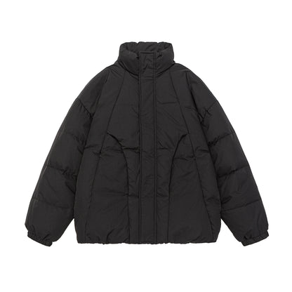 Women's Voluminous Padded Jacket with High Stand Collar and Windproof Front Flap EVA-US