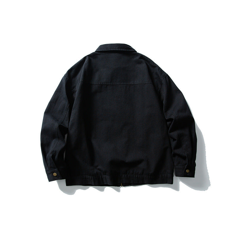 Unisex Kastig cut canvas workwear jacket with full zipper and patch chest pockets EVA-US