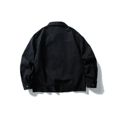 Unisex Kastig cut canvas workwear jacket with full zipper and patch chest pockets EVA-US