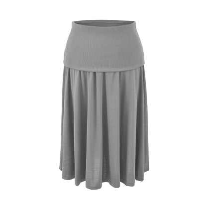 Women Long Jersey Maxi Skirt with Wide Hem and Gently Falling Pleats EVA-US