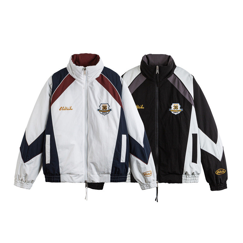 Unisex Retro Track Jacket in Vintage Sports Style with Stand-up Collar and Logo Embroidery EVA-US